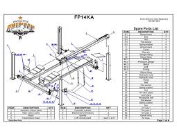 How big does an auto lift system need to be? Fp14ka Parts Breakdown Replacement Parts For 4 Post Lift Diagrams Of Auto Lifts And Their Parts North American Auto Equipment