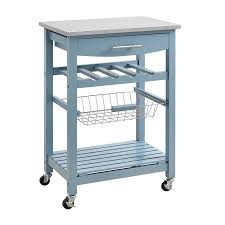 Enjoy a broad selection of materials, sizes, and designs that will blend beautifully with your current appliances. Linon Blue Wood Base With Stainless Steel Metal Top Kitchen Cart 22 88 In X 15 75 In X 33 88 In In The Kitchen Islands Carts Department At Lowes Com