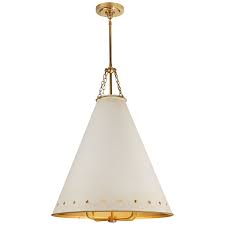Hadley Medium Pendant Christopher Spitzmiller For Visual Comfort Natural Brass With Antique White Tole Ceiling Lights Ceiling Pendant Lights Visual Comfort