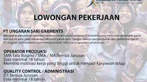 Lowongan kerja pt pnm cabang wonogiri jateng brougth to you by lokercpnsbumn.com. Lowongan Kerja Pt Ungaran Sari Garments 2021