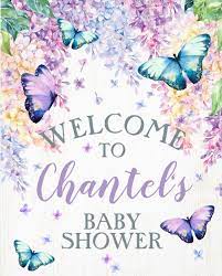 Butterfly Baby Shower Welcome Sign Zazzle Com In 2021 Butterfly Baby Shower Purple Butterfly Baby Shower Butterfly Baby Shower Theme