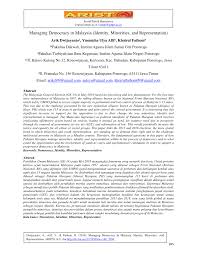 Malaysia is a parliamentary democracy. Pdf Managing Democracy In Malaysia Identity Minorities And Representation