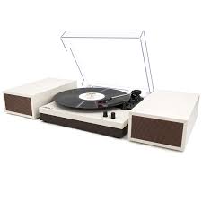 Amazon.com: LP&No.1 Wireless Turntable with Stereo Bookshelf Speakers,  Retro Record Player with Wireless Playback, 3 Speed Belt-Drive Vintage  Turntable with Auto Off, Milk White
