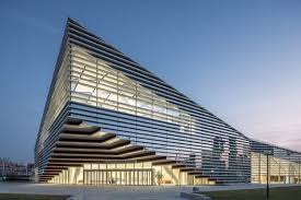 Haier Global Creative Research Centre Cantilever Grey Space At Main Entrance Of T Architecture Building Design Facade Architecture Modern Architecture Building