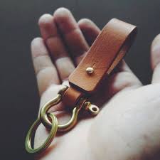 Levi's leather style brown jacket with pull out hoodie cool distressed look rare. Leather Keychains Key Fob Cool Leather Keychain Engrave Etsy