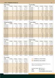 The schedule comprises of stage 1, stage 2 and stage 3 emergencies, with stage 1 being largely residential and commercial load. Load Shedding Schedule South Coast Sun
