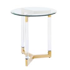 Sarling Round Acrylic Accent Table Golden Bronze Aiden Lane Gold Side Table Living Room Gold Side Table Gold Home Decor