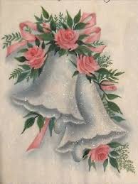 Vintage Wedding Card Bells Pink Roses Glitter 1960s Mid Century Hallmark Vintage Wedding Cards Vintage Christmas Cards Wedding Greeting Cards