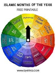 Islamic Months Of The Year Wheel Clock Like Spinning Circle Free Printable Poster Watercolor Islam For Kids Islamic Kids Activities Muslim Kids Activities