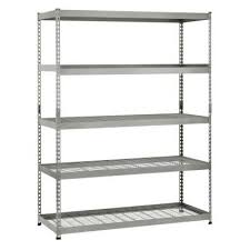 Husky Silver 5 Tier Heavy Duty Steel Garage Storage Shelving Unit 60 In W X 78 In H X 24 In D Mr602478w5 The Home Depot Steel Shelving Unit Garage Shelving Plastic Shelving Units