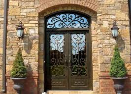 The sturdy metallic gate is hard to break in and acts as the the rich and elegant double door design features a wooden frame with a metallic grill and a frosted glass to conceal the interiors. China New Modern Grill Design Double Exterior Frame Gate Entrance Front Main Wrought Iron Door Photos Pictures Made In China Com