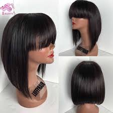 Black Bob Wig With Bangs Human Hair 10a Grade Virgin Unprocessed Human Hair Bob Wigs With Bangs For Black Women Wigs With Bangs Short Bob Wigs Human Hair Wigs