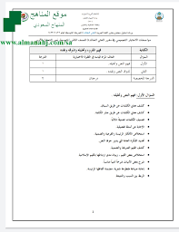 مواصفات الاختبار التجميعي لمادة لغتي نص التحليل الأدبي الصف الثاني المتوسط لغة عربية الفصل الأول المناهج السعودية