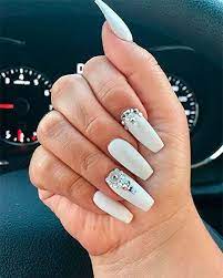 120 Best Coffin Nails Ideas That Suit Everyone Shiny Nails Designs Diamond Nails White Coffin Nails Beautiful nails pretty acrylic nails diamond nail designs swag nails fake nails summer acrylic nails nail designs ombre nails long acrylic nails. white coffin nails