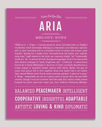 Aria Name Art Print Classic Names Personalized Art Print Names