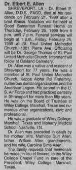 Dr. Elbert E. Allen Obituary
