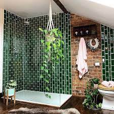 Dark Green Vertical Metro Tiles In The Walk In Shower Dream Home Design Home Bathroom Interior Design