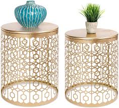 The coffee table works great for storing some decorations, books, your tv remote and drinks. Buy Best Choice Products Metal Accent Table Set Of 2 Decorative Round End Tables Nightstands Coffee Side Tables For Living Room Bedroom Office Nesting Gold Online In Turkey B079lyb9y5