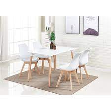 livraison gratuite et expresse 1 x table a manger rectangulaire pour 4 personne l120cm l 80cm h 75 cm matt pied en bois de hetre massif 4 x chaise polypro