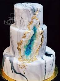 Geode Wedding Cake Marbled Fondant With Rock Candy Geode Crystals Accented With Gold Leafing Caketodiefo Crazy Wedding Cakes Geode Cake Wedding Geode Cake