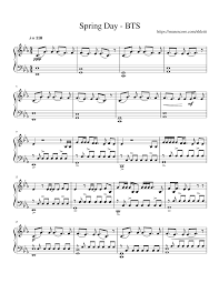 Print And Download Spring Day Bts Https Musescore Com Shleiii For Piano And Keyboard Made By Piano Sheet Music Free Clarinet Sheet Music Clarinet Music