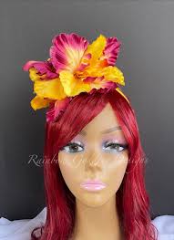 Yellow Burgundy Flower Headband: Glitter Iris Mum Crown