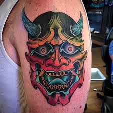 Oriental tattoo japanese tattoo cover up tattoos demon tattoo dog tattoo mask tattoo japan tattoo design tattoo sleeve designs samurai tattoo design. Traditional Japanese Demon Mask Tattoo Tattoo Design