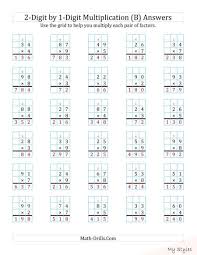 The 2 Digit By 1 Digit Multiplication With Grid Support B Math Worksheet Page 2 In 2020 Multiplication Worksheets Multiplication Math Worksheets