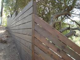 The backer rails are perpendicular to the fence panels and remain that way rather than parallel to the slope itself. Fence Project Fence Design Fence Projects Horizontal Fence