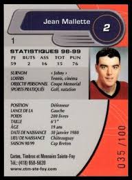1999-00 QUEBEC REMPARTS AUTO LIMITED RARE Jean Mallette /100