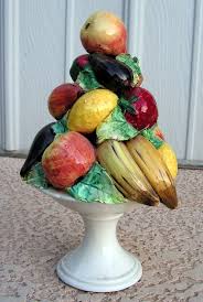 Vintage Ceramic Fruit Centerpiece Pottery Fruit Sculpture Etsy Fruit Sculptures Holiday Table Decorations Fruit Centerpieces