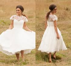 4.2 out of 5 stars. 2021 Vintage Tea Length Wedding Dresses Lace Applique Cap Sleeve A Line Plus Size Organza Country Garden Bridal Wedding Gowns Wedding Dresses Aliexpress