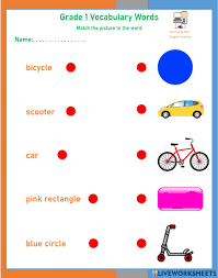 grade 1 vocabulary worksheet