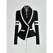 Black And White Blazer Womens Black Preppystyle Slim Tight Blazer Women S Outerwear Liked On Polyvore Blazers For Women White Blazer Women Black N White Blazer