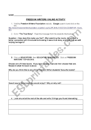 Keywords for free movies freedom writers (2007) Freedom Writers Post Viewing Activity Esl Worksheet By Dangelb