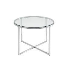 Pianca usa servoquadro round coffee table table base color: Round Clear Glass Top Side Table With Chrome Base Inhouse Collections