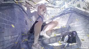 She might seem heavily intimidating, but trust me, there is more than what meets the eye. Anime Anime Girls Digital Art Artwork 2d Portrait Roki White Hair Blue Eyes School Uniform Stairs Wallpaper Resolution 2048x1138 Id 1172617 Wallha Com