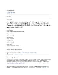 Metabolic syndrome among adolescents in Dubai, United Arab Emirates, is  attributable to the high prevalence of low HDL levels: A