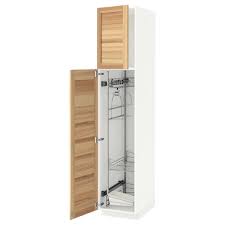 Metod High Cabinet With Cleaning Interior White Torhamn Ash Ikea