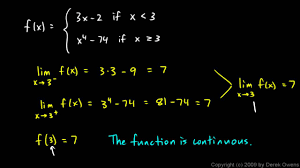 Calculus 2 6c Continuity Of Piecewise Functions Youtube