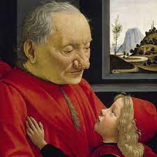 Portrait d'un vieillard et d'un jeune garçon tableau de Domenico Ghirlandaio