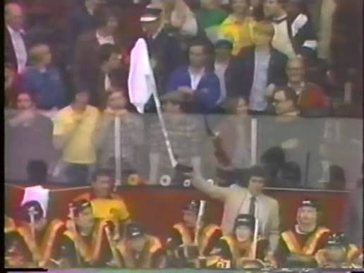 Roger Neilson of the Vancouver Canucks creating the 'towel power'  phenomenon in April, 1982. | Old Canada Series | Facebook