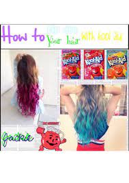 How To Dye Your Hair With Cool Aid Stays In For 2 5 Weeks Kool Aid Hair Dye Kool Aid Hair Kids Hair Color
