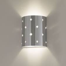 Minka George Kovacs One Light Chrome Shade Perforated Steel W Crystals Wall Light Chrome P037 077 From Bling Bling Collection Sconces Crystal Wall Lighting Wall Sconces