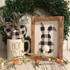 Buffalo Check Bunny Sign Farmhouse Sign Easter Sign Gift Etsy In 2021 Farmhouse Easter Decor Easter Crafts Diy Easter Diy