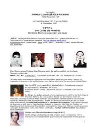In maria by callas, celebrating an opera icon in her own words. D I V E N Von Callas Bis Netrebko Rotary Club Wiesbaden Rheingau