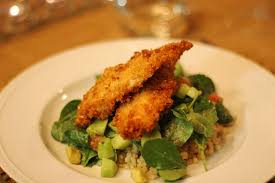 For those who watch what they eat (we all must!), here's good news! Panko Chicken Breast With Arugula And Provolne Crispy Chicken And Arugula Salad Recipe Salad Recipes Put Chicken In A Dish With An Egg Or 2 So The