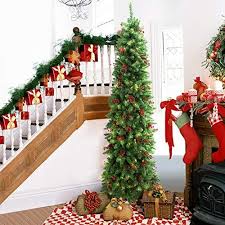 Lifefair 7 5ft Prelit Slim Christmas Tree Decorated With 350 Clear Lights And Realistic 900 Thicken Tips Hinged Ul Certified Christmas Decorations Pre Lit Christmas Tree Slim Christmas Tree Christmas Tree Decorations