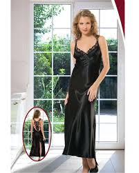 Lara Black Satin And Lace Nightdress Ladynightwear Night Dress Night Dress For Women Fashion