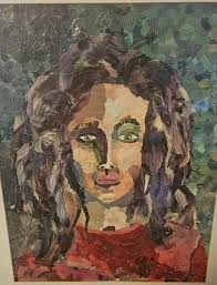 I paint with colored tissue papers. I lifted this image from a magazine and  did a collage of it.